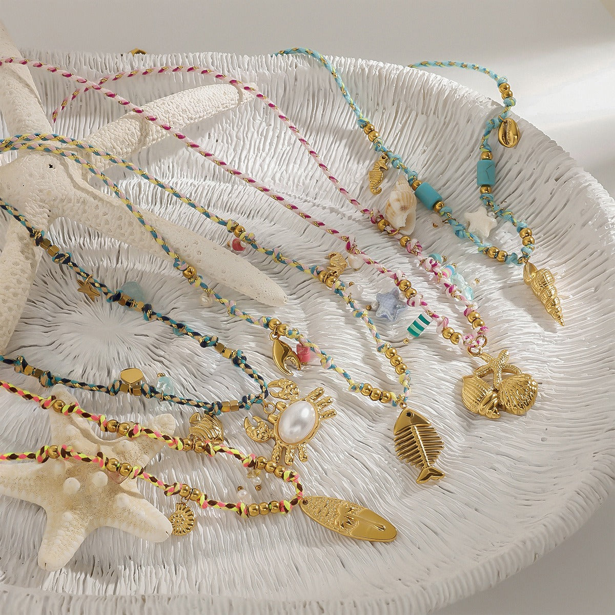 Collier coquillage multicolore