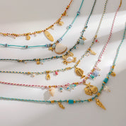 Collier coquillage multicolore – Style marin en acier inoxydable