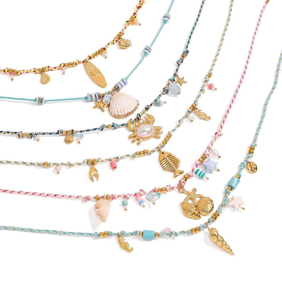 collier coquillage doré