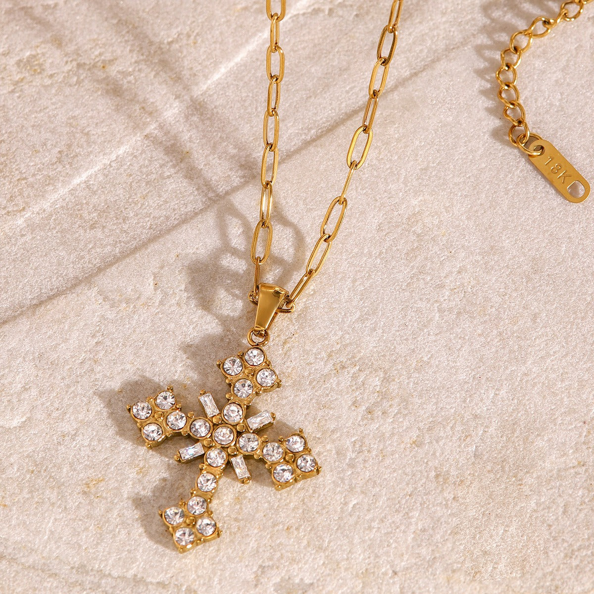 Collier croix strass