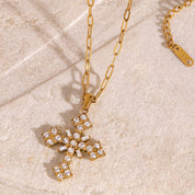 Collier croix strass