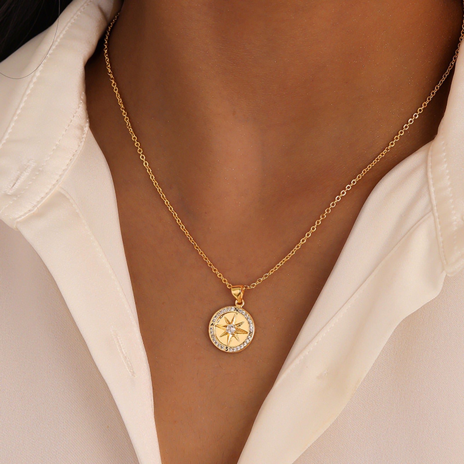Collier étoile polaire – pendentif en acier inoxydable doré 18K