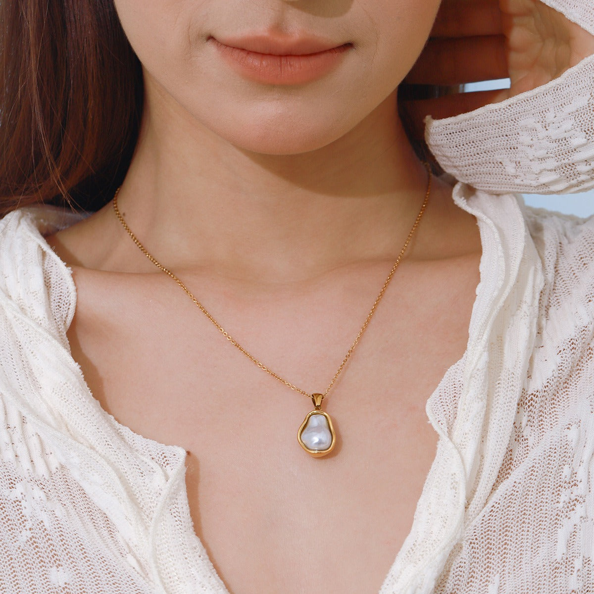 Collier mariage perle – Acier inoxydable doré et perle naturelle