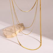 Collier multi-rangs ras de cou – Acier inoxydable doré