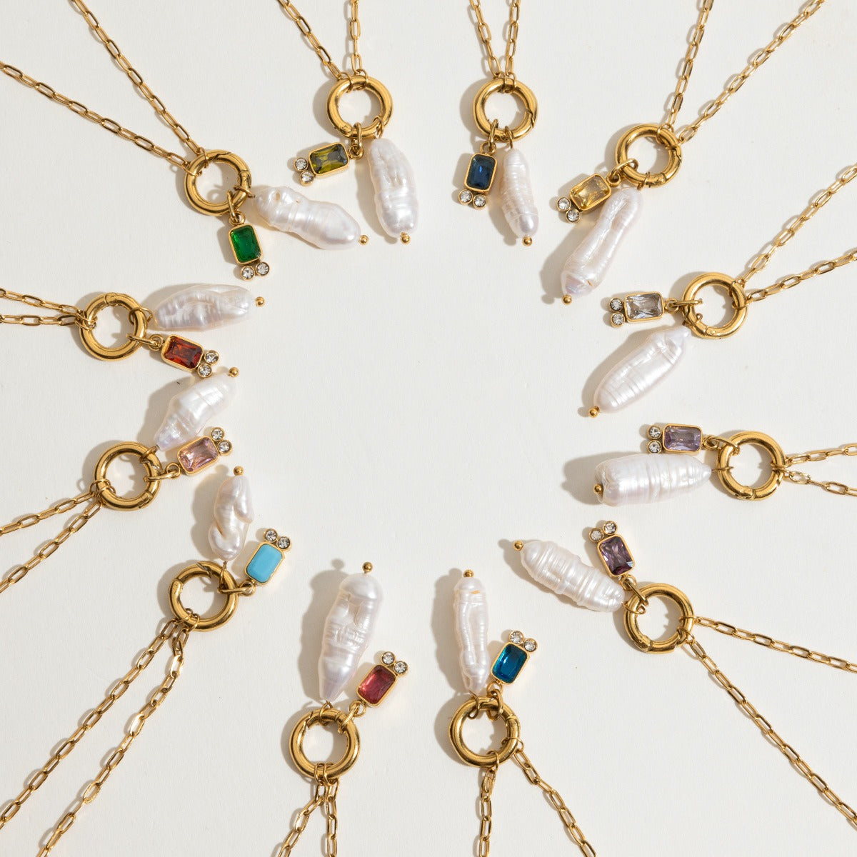 Collier personnalisé avec perle blanche et pierre de naissance en acier inoxydable