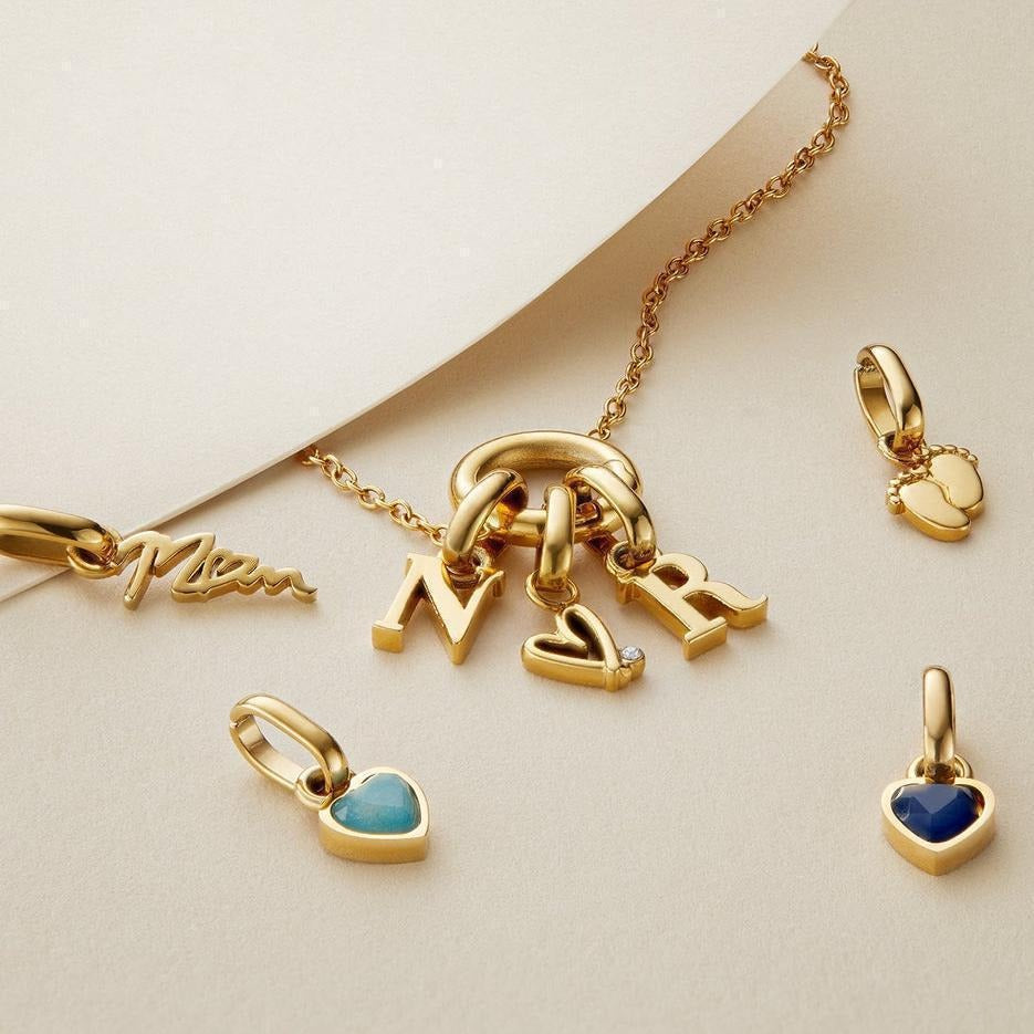 Collier personnalisé lettres et pierres de naissance cœur