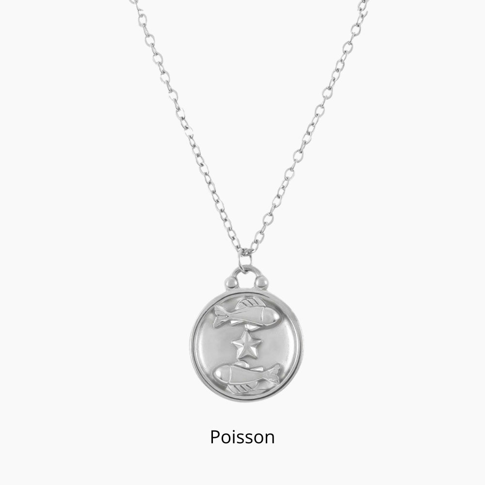 collier astro médaillon argent poisson