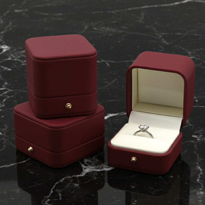 Écrin bague similicuir rouge bordeaux