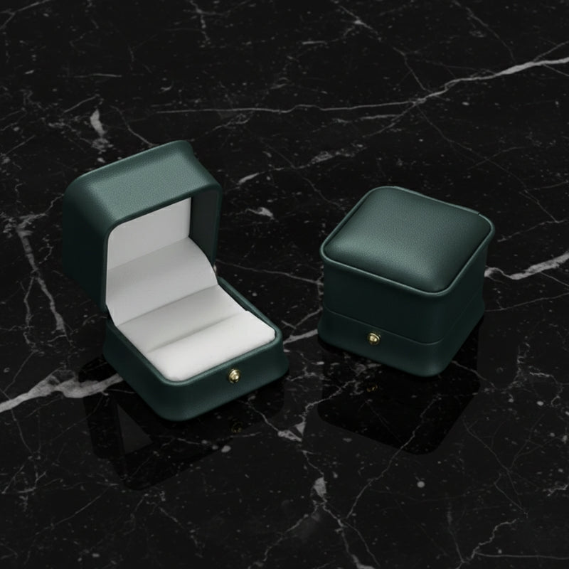 Écrin bague similicuir vert, ecrin bague tiffany​, ecrin bague vif d'or, ecrin bague fiancaille original