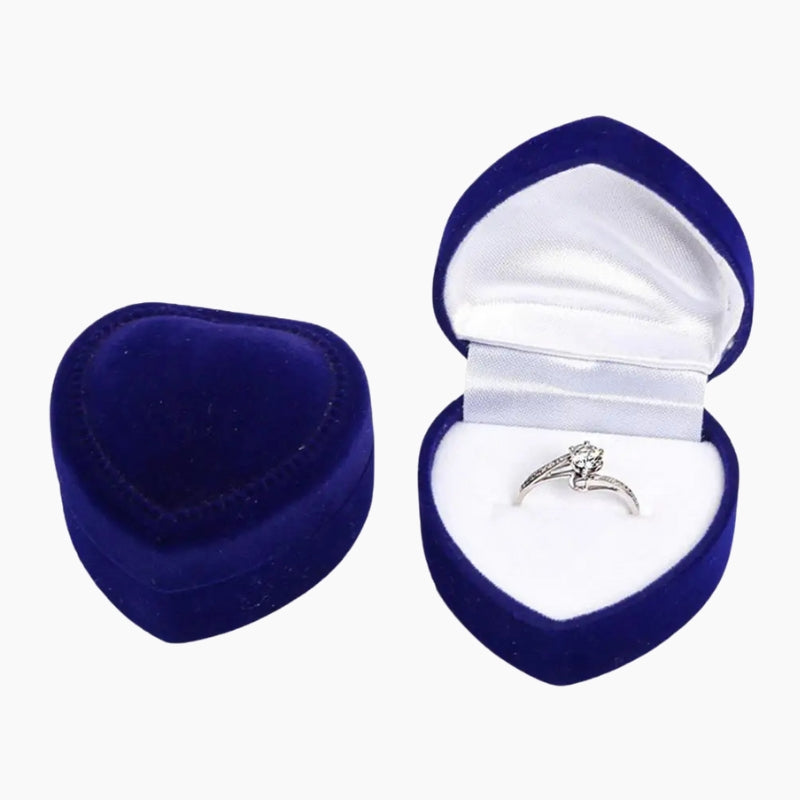 Écrin bague coeur bleu saphir, ecrin bague demande en mariage
