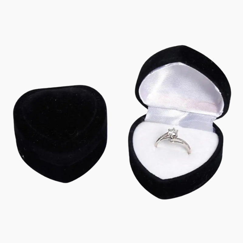 Écrin bague coeur noir, ecrin bague de fiancailles