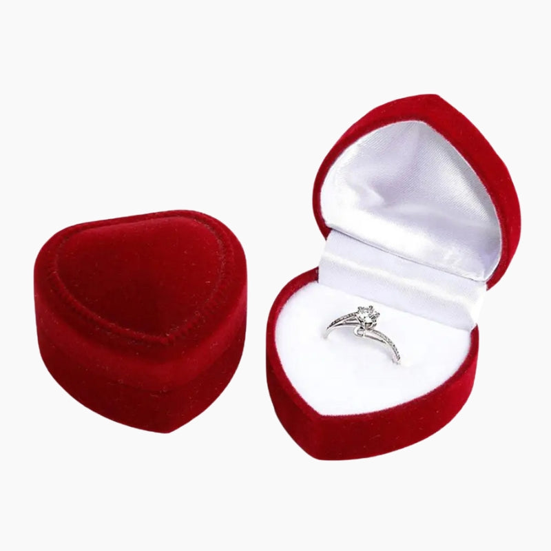 Écrin bague coeur rouge bordeaux, ecrin bague cartier