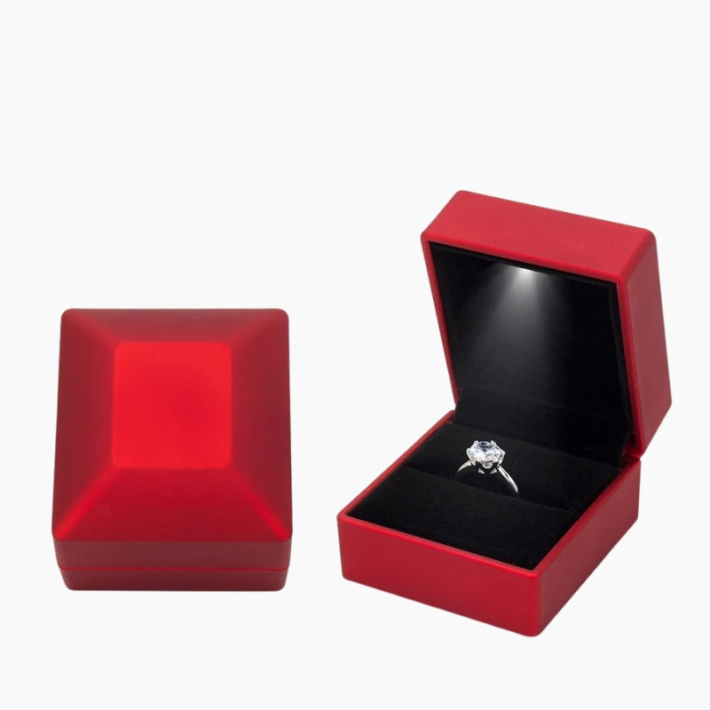 Écrin bague lumineux LED rouge – Boîte à bijoux avec éclairage, ecrin bague mauboussin​, ecrin bague paris