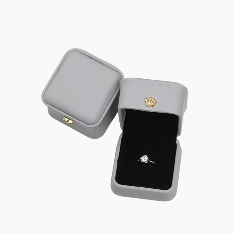 Écrin bague similicuir gris, ecrin boite bague, ecrin pour bague pas cher