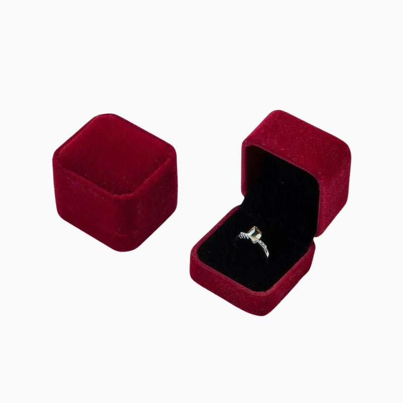 Écrin bague velours rouge bordeaux, ecrin bague histoire d'or
