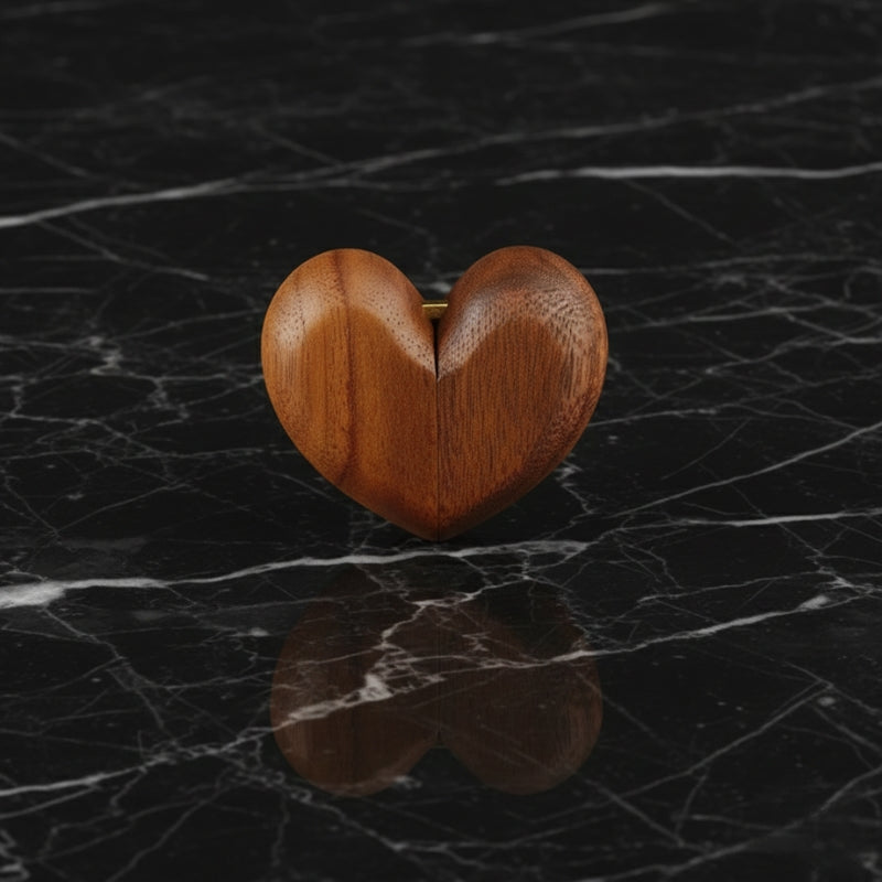 Écrin bague bois – Coffret en bois naturel forme cœur