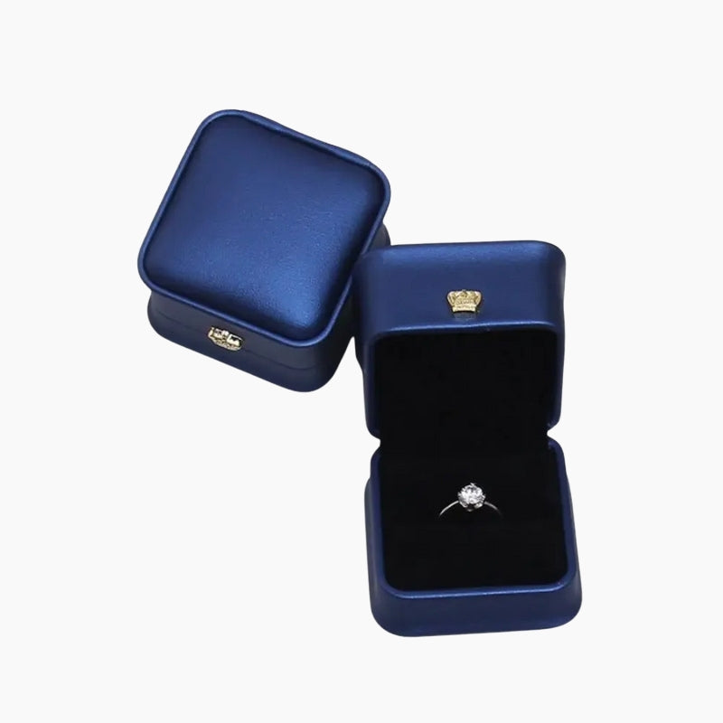 Écrin bague similicuir bleu marine