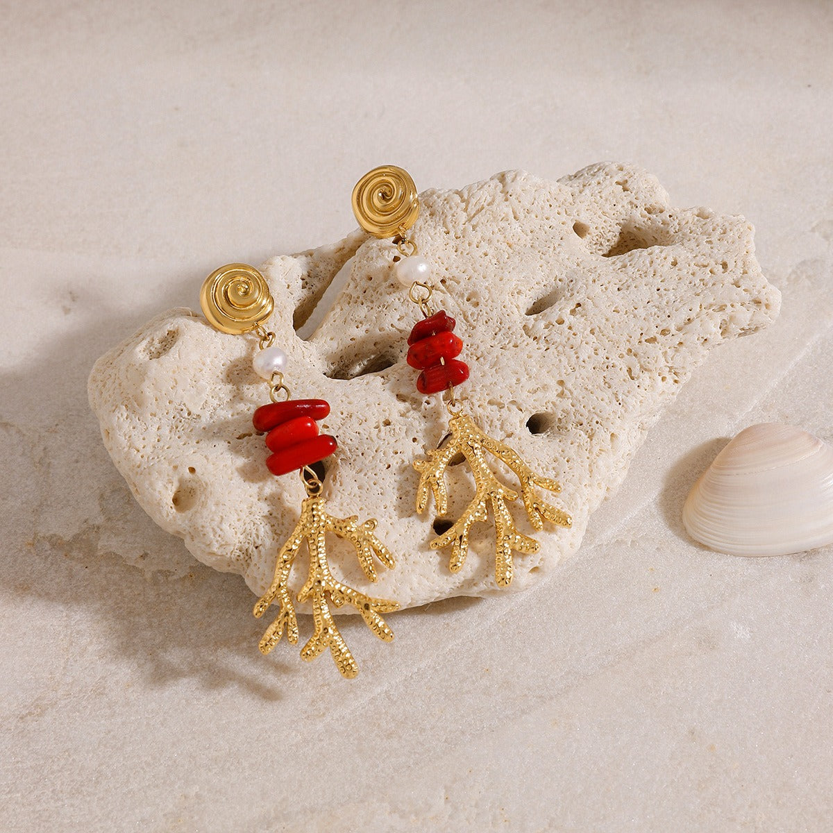 Parure corail rouge