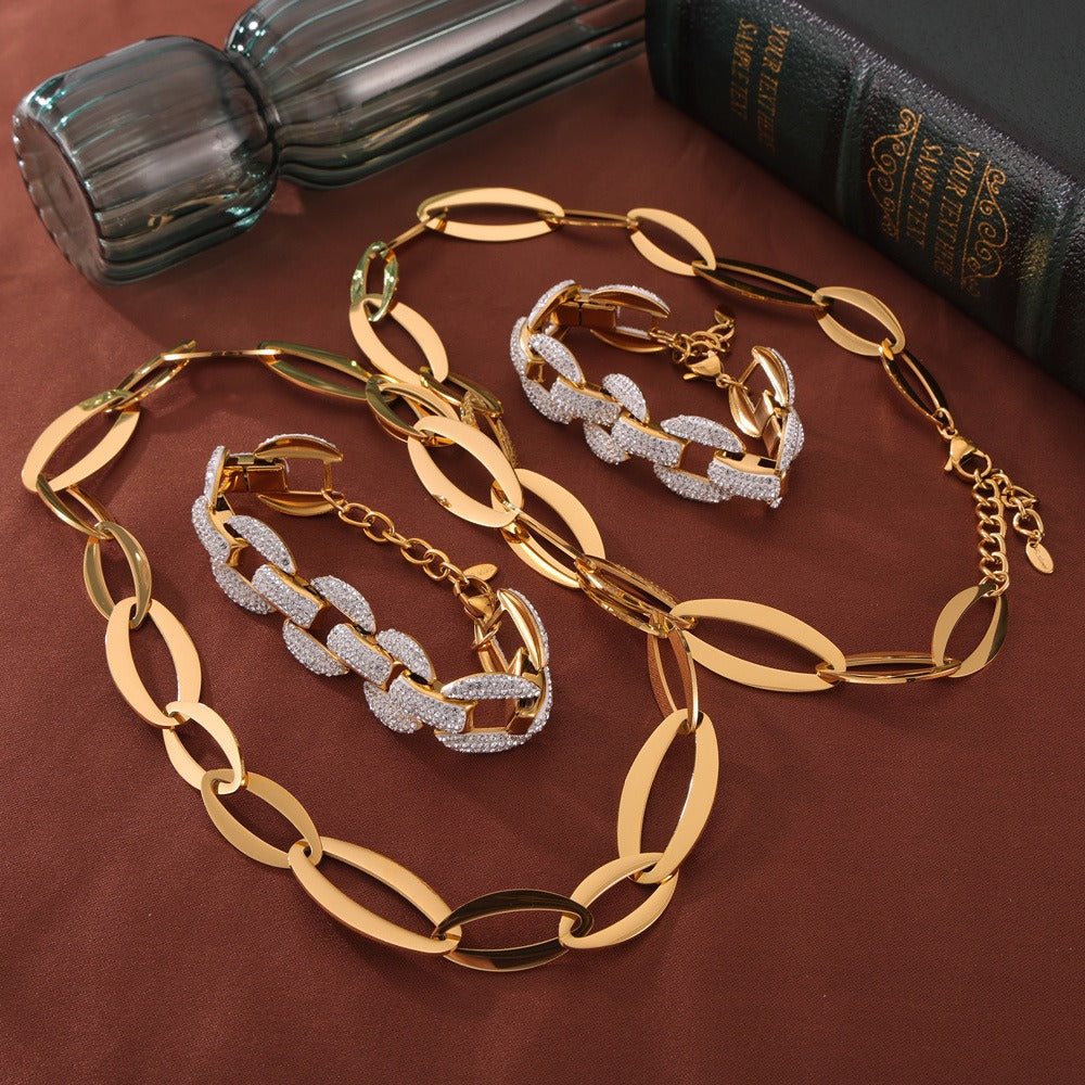 Parure chaîne grosse maille dorée
