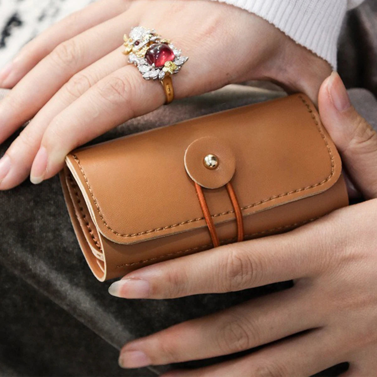 Pochette à bijoux de voyage – Format compact 10 x 4 cm