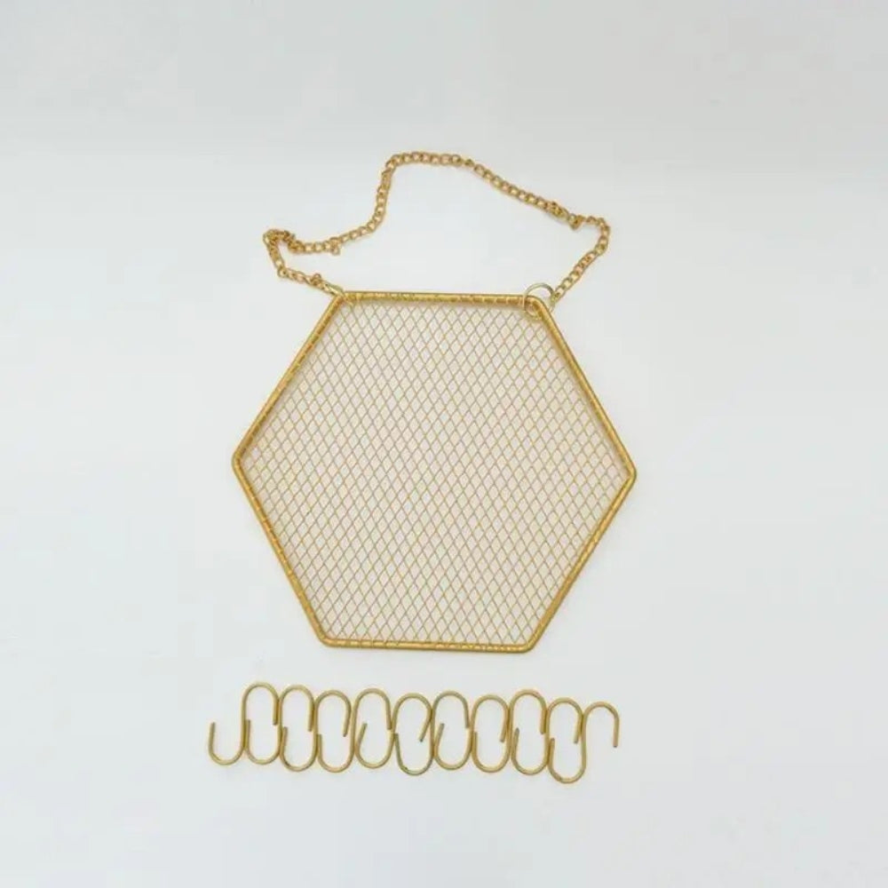 Porte bijoux hexagone mural pour un rangement décoratif et fonctionnel, porte bijoux original