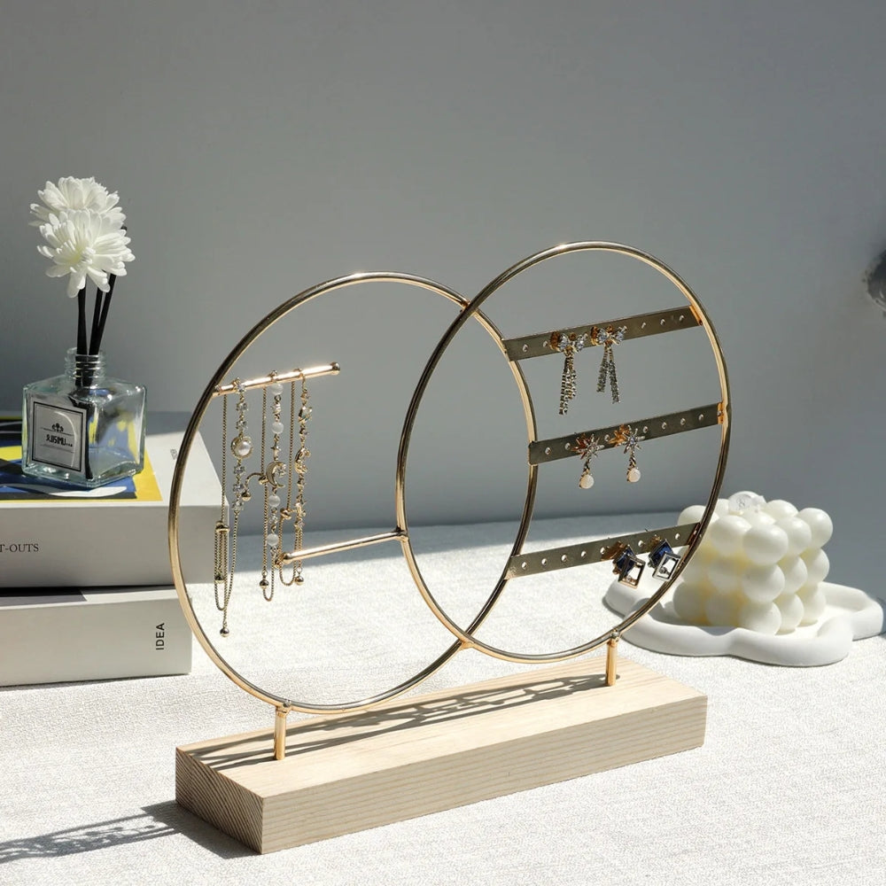 Porte boucles d’oreilles géométrique triangulaire et circulaire pour rangement organisé