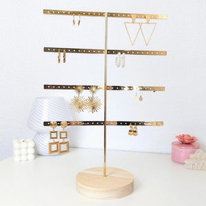 Porte boucles d'oreilles métal et bois