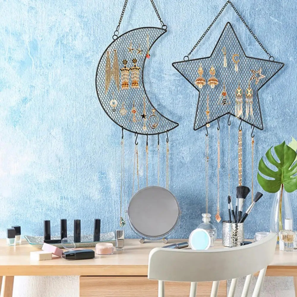 Support mural lune et étoile pour bijoux en quatre modèles différents, pendentif porte photo le manège à bijoux